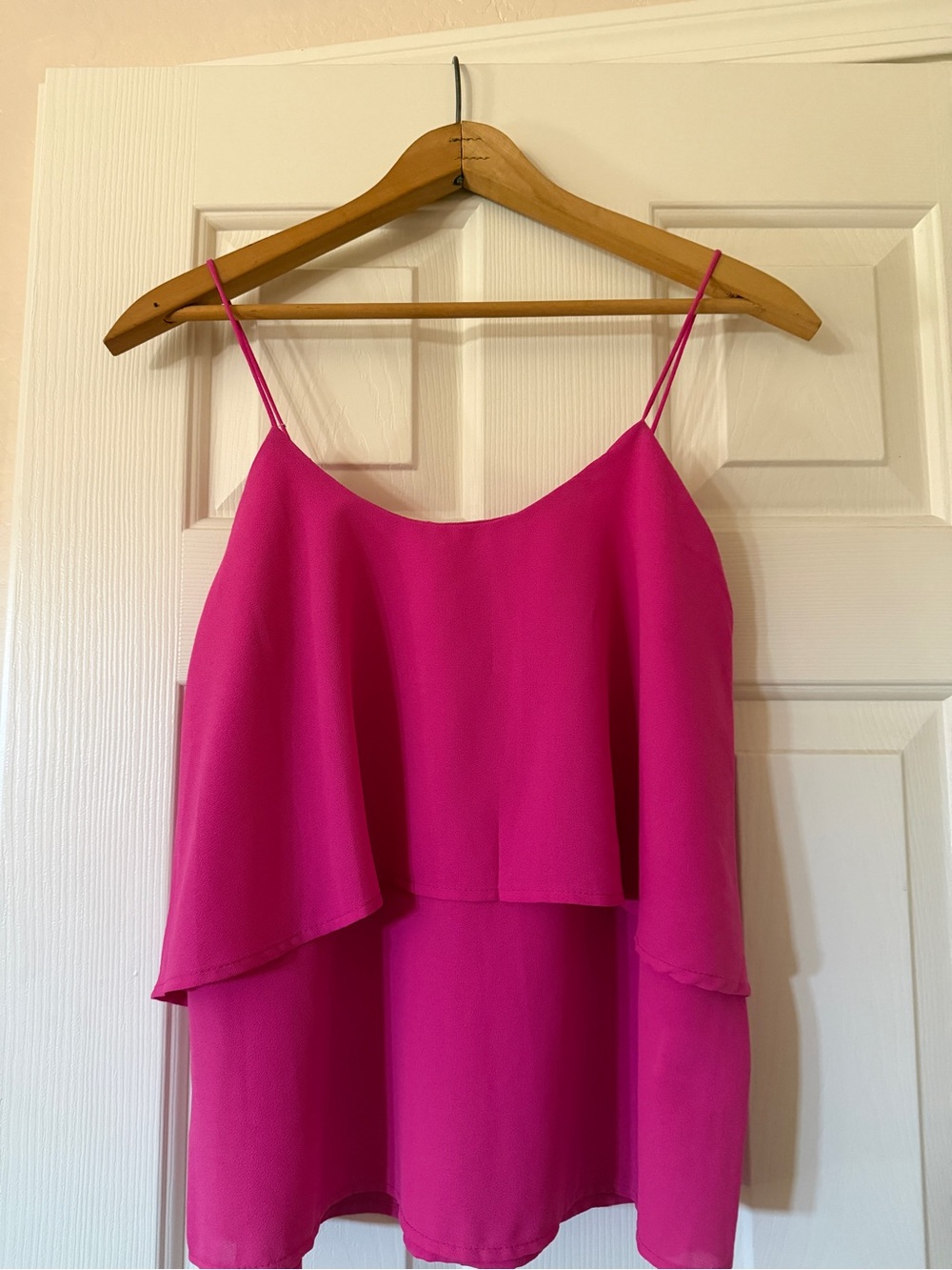Hot Pink Layered Spaghetti Strap Tank Top
